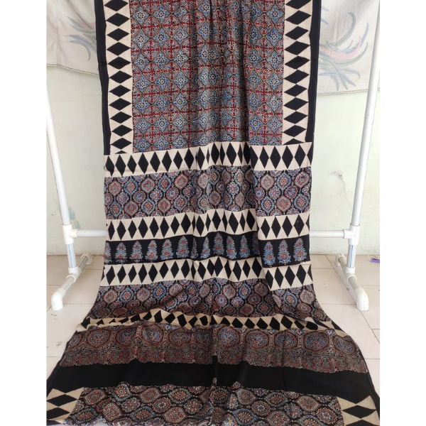 Ajrakh Block print Saree 